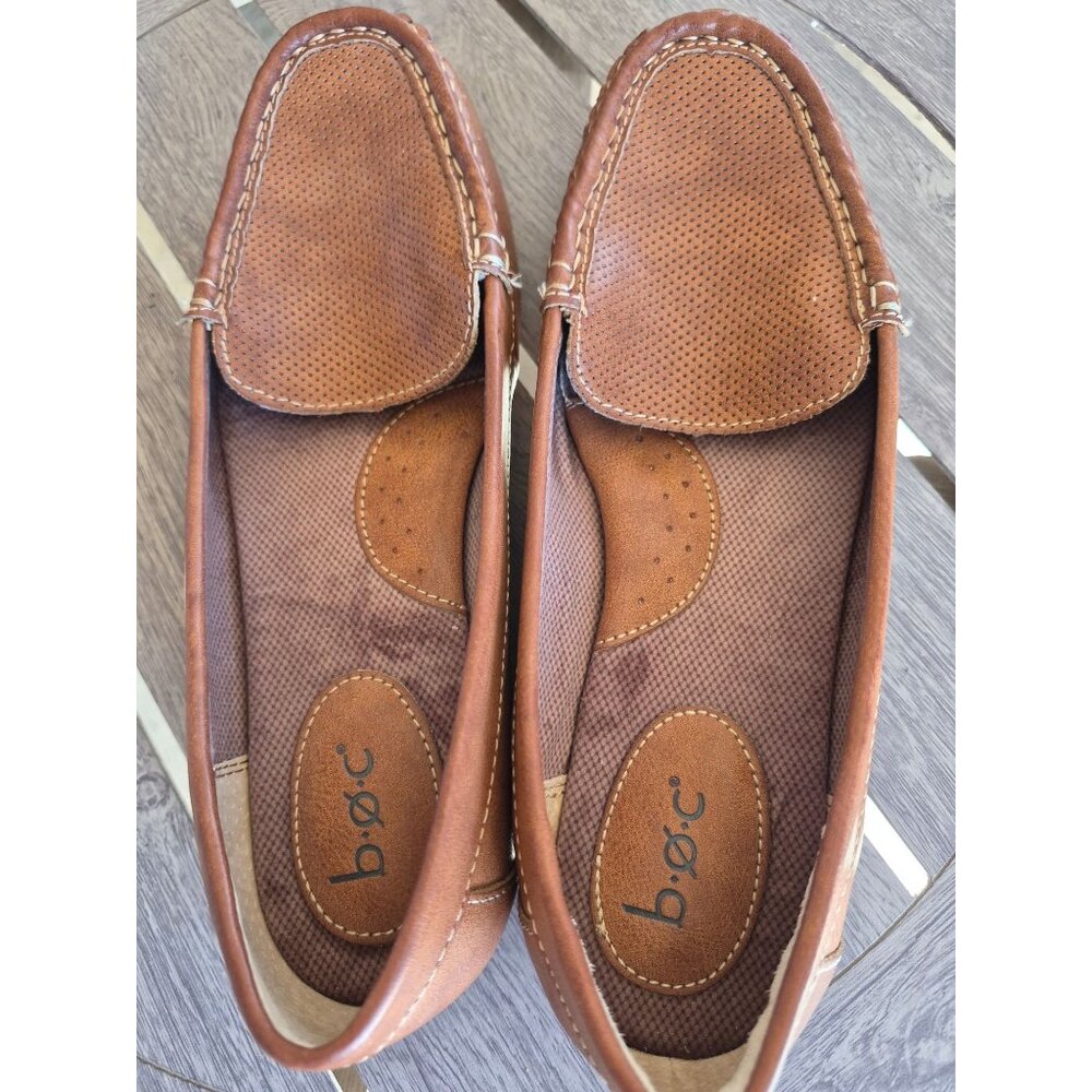 B.Ø.C Womens  Brown Loafers 10W Casual Slip-On Perforated Faux Leather Comfort